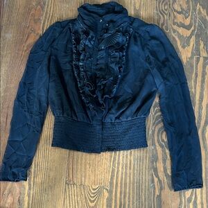 Elegant Black Ruffled Women's top BEBE XS - XXS